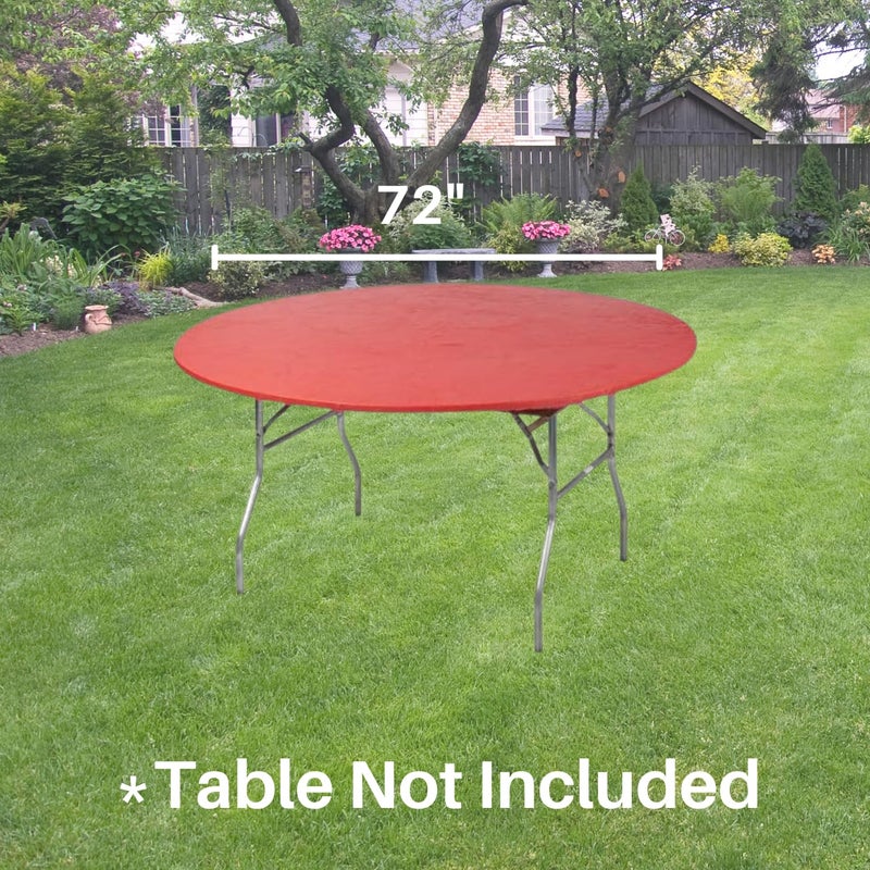 Kwik-Covers أغطية طاولات بلاستيكية مستديرة مقاس 72 بوصة من كويك-كفرز، مجموعة من 5 (أحمر) - Image 4